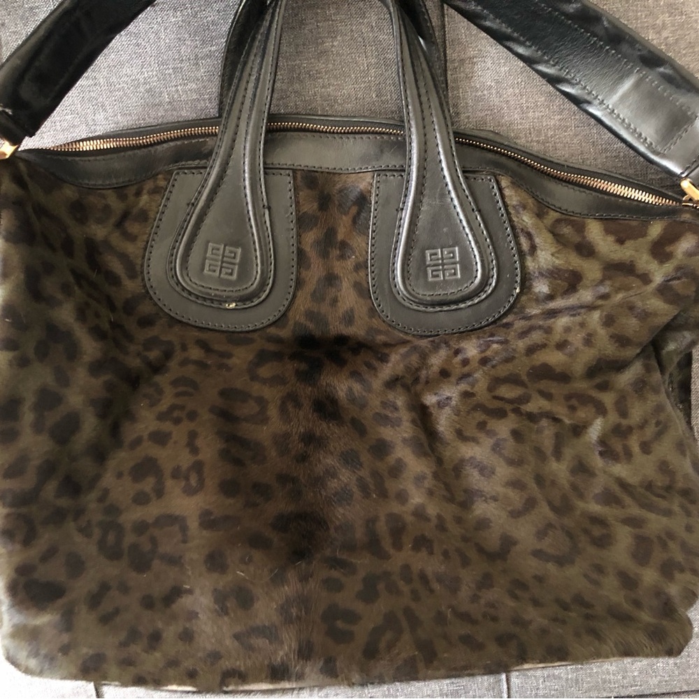 Givenchy used Calf Hair Ponyhair Nightingale Shoulder Bag Leopard Animal sprint
